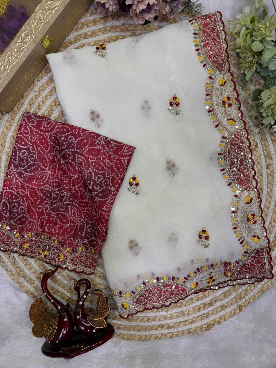 BOLLYWOOD SOFT CRUNCHY SEQUENCE AND THREAD EMBROIDERY WORK SAREE WITH UNSTITCHED BLOUSE PARTY WEAR WHOLESALE PRICE ETHNIC GARMENT (5)