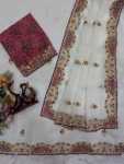 BOLLYWOOD SOFT CRUNCHY SEQUENCE AND THREAD EMBROIDERY WORK SAREE WITH UNSTITCHED BLOUSE PARTY WEAR WHOLESALE PRICE ETHNIC GARMENT (2)