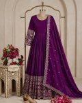 DESIGNER CHINON SILK EMBROIDERY 5 MM SEQUENCE WITH REAL MIRROR WORK GOWN BOTTOM WITH DUPATTA FESTIVE WEAR WHOLESALE PRICE ETHNIC GARMENT (1)