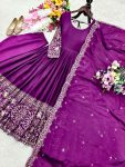 DESIGNER CHINON SILK EMBROIDERY 5 MM SEQUENCE WITH REAL MIRROR WORK GOWN BOTTOM WITH DUPATTA FESTIVE WEAR WHOLESALE PRICE ETHNIC GARMENT (1)