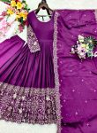 DESIGNER CHINON SILK EMBROIDERY 5 MM SEQUENCE WITH REAL MIRROR WORK GOWN BOTTOM WITH DUPATTA FESTIVE WEAR WHOLESALE PRICE ETHNIC GARMENT (1)