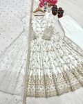 DESIGNER CHINON SILK EMBROIDERY SEQUENCE MIRROR WORK GOWN BOTTOM WITH DUPATTA FESTIVE WEAR WHOLESALE PRICE ETHNIC GARMENT (2)