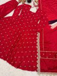 DESIGNER CHINON SILK SEQUENCE AND ZARI EMBROIDERY WORK GOWN BOTTOM WITH DUPATTA WEDDING WEAR WHOLESALE PRICE ETHNIC GARMENT (5)
