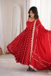 DESIGNER CHINON SILK SEQUENCE AND ZARI EMBROIDERY WORK GOWN BOTTOM WITH DUPATTA WEDDING WEAR WHOLESALE PRICE ETHNIC GARMENT (5)