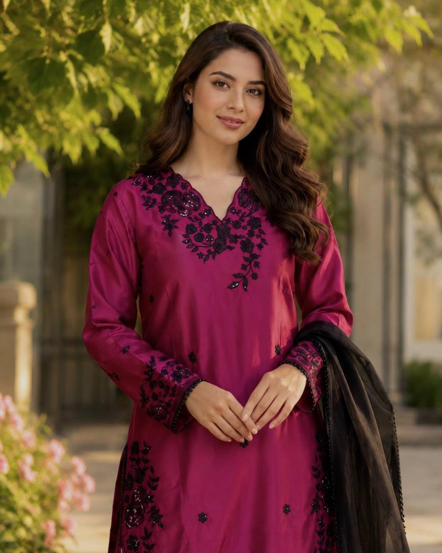 DESIGNER CREPE EMBROIDERY WITH SEQUENCE WORK TOP PALAZZO WITH DUPATTA FESTIVE WEAR WHOLESALE PRICE ETHNIC GARMENT (5)