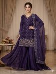 FABULOUS GEORGETTE SEQUENCE EMBROIDERY WORK TOP BOTTOM WITH DUPATTA PURPLE