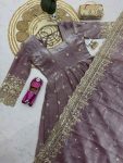 5DESIGNER FENDY SILK EMBROIDERY SEQUENCE WORK GOWN BOTTOM WITH DUPATTA WEDDING WEAR WHOLESALE PRICE ETHNIC GARMENT (26)
