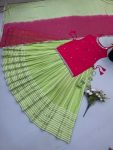 DESIGNER FENDY SILK MIRROR WORK TOP LEHENGA WITH DUPATTA RECEPTION WEAR WHOLESALE PRICE ETHNIC GARMENT (2)