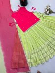 DESIGNER FENDY SILK MIRROR WORK TOP LEHENGA WITH DUPATTA RECEPTION WEAR WHOLESALE PRICE ETHNIC GARMENT (2)