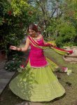 DESIGNER FENDY SILK MIRROR WORK TOP LEHENGA WITH DUPATTA RECEPTION WEAR WHOLESALE PRICE ETHNIC GARMENT (2)