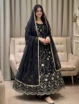 DESIGNER GEOEGETTE EMBROIDERY SEQUENCE WORK GOWN BOTTOM WITH DUPATTA BLACK