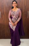 DESIGNER GEORGETTE EMBROIDERY ZARI & SEMI BEADS WORK READY TO WEAR SAREE WITH STITCHED BLOUSE PURPLE
