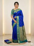 DESIGNER KANIJIVARAM SOFT SILK GOLD ZARI BHTI WEAVES WORK SAREE WITH UNSTITCHED BLOUSE CASUAL WEAR WHOLESALE PRICE ETHNIC GARMENT (1)