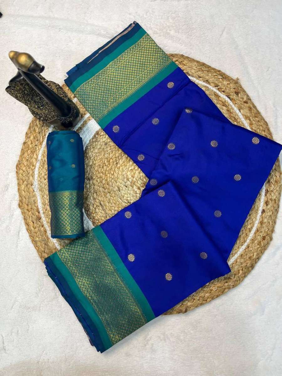 DESIGNER KANIJIVARAM SOFT SILK GOLD ZARI BHTI WEAVES WORK SAREE WITH UNSTITCHED BLOUSE CASUAL WEAR WHOLESALE PRICE ETHNIC GARMENT (3)