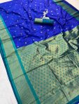 DESIGNER KANIJIVARAM SOFT SILK GOLD ZARI BHTI WEAVES WORK SAREE WITH UNSTITCHED BLOUSE CASUAL WEAR WHOLESALE PRICE ETHNIC GARMENT (1)