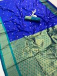 DESIGNER KANIJIVARAM SOFT SILK GOLD ZARI BHTI WEAVES WORK SAREE WITH UNSTITCHED BLOUSE CASUAL WEAR WHOLESALE PRICE ETHNIC GARMENT (1)