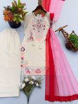DESIGNER NATURAL SATIN EMBROIDERY WORK TOP BOTTOM WITH DUPATTA OFFICE WEAR WHOLESALE PRICE ETHNIC GARMENT (1)