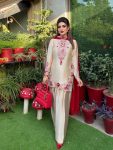 DESIGNER NATURAL SATIN EMBROIDERY WORK TOP BOTTOM WITH DUPATTA OFFICE WEAR WHOLESALE PRICE ETHNIC GARMENT (1)