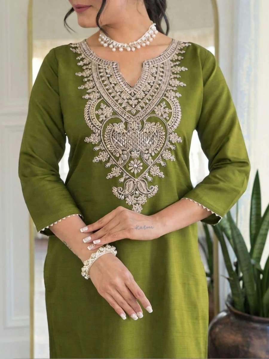 DESIGNER SLUB COTTON EMBROIDERY WORK TOP BOTTOM WITH DUPATTA CASUAL WEAR WHOLESALE PRICE ETHNIC GARMENT (11)