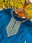 DESIGNER VICHITRA SILK EMBROIDERY WORK ANARKALI BOTTOM WITH DUPATTA FESTIVE WEAR WHOLESALE PRICE ETHNIC GARMENT (3)