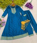 DESIGNER VICHITRA SILK EMBROIDERY WORK ANARKALI BOTTOM WITH DUPATTA FESTIVE WEAR WHOLESALE PRICE ETHNIC GARMENT (3)