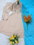DESIGNER VISCOSE CHANDERI EMBROIDERY BEADS WORK GOWN BOTTOM WITH DUPATTA CASUAL WEAR WHOLESALE PRICE ETHNIC GARMENT (18)