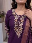 FABULOUS COTTON BLEND EMBROIDERY SEQUENCE WORK TOP BOTTOM WITH DUPATTA DAILY WEAR WHOLESALE PRICE ETHNIC GARMENT (12)