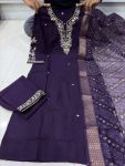 FABULOUS COTTON BLEND EMBROIDERY SEQUENCE WORK TOP BOTTOM WITH DUPATTA DAILY WEAR WHOLESALE PRICE ETHNIC GARMENT (12)