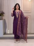 FABULOUS COTTON BLEND EMBROIDERY SEQUENCE WORK TOP BOTTOM WITH DUPATTA DAILY WEAR WHOLESALE PRICE ETHNIC GARMENT (12)