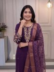 FABULOUS COTTON BLEND EMBROIDERY SEQUENCE WORK TOP BOTTOM WITH DUPATTA DAILY WEAR WHOLESALE PRICE ETHNIC GARMENT (12)