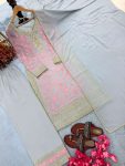 FABULOUS FAUX GEORGETTE EMBROIDERY SEQUENCE WORK TOP BOTTOM WITH DUPATTA FESTIVAL WEAR WHOLESALE PRICE ETHNIC GARMENT (8)