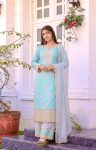 FABULOUS FAUX GEORGETTE EMBROIDERY SEQUENCE WORK TOP BOTTOM WITH DUPATTA FESTIVAL WEAR WHOLESALE PRICE ETHNIC GARMENT (4)