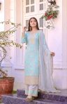 FABULOUS FAUX GEORGETTE EMBROIDERY SEQUENCE WORK TOP BOTTOM WITH DUPATTA SKY