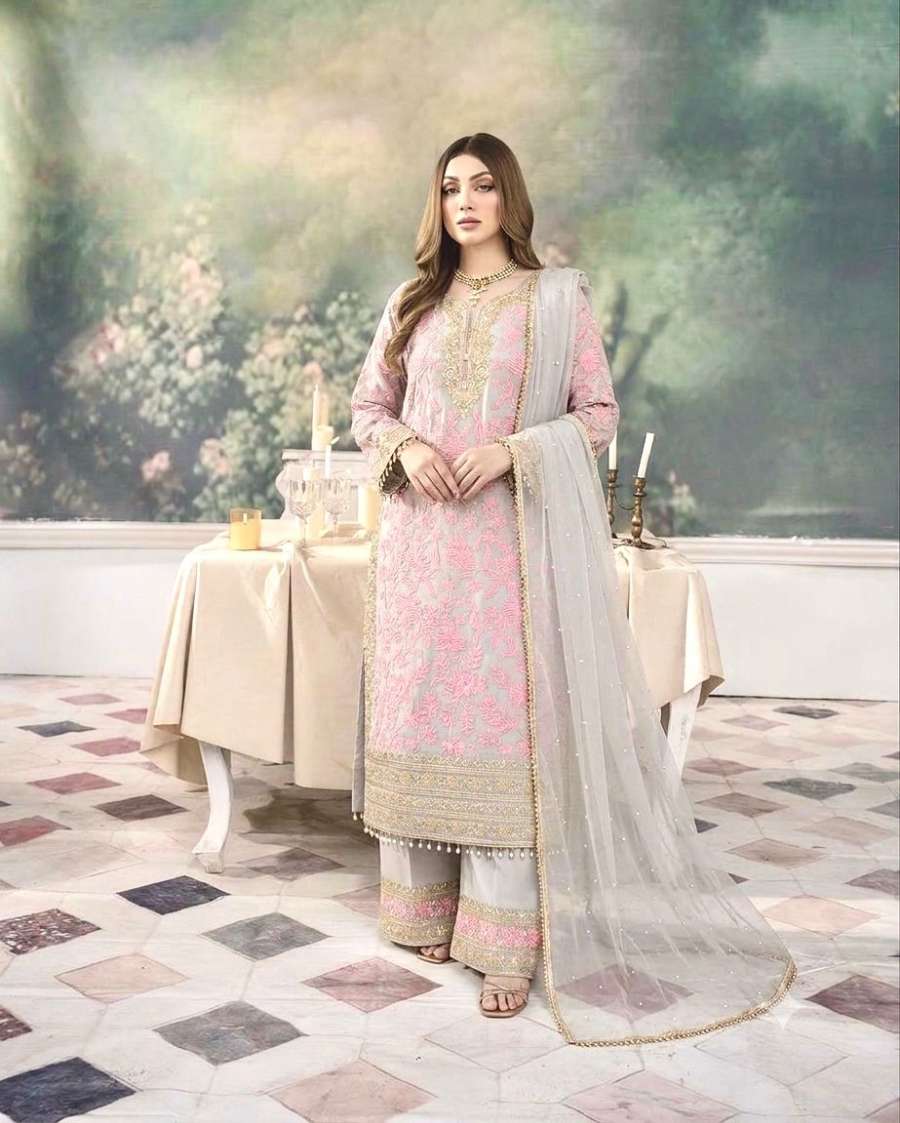 FABULOUS FAUX GEORGETTE EMBROIDERY SEQUENCE WORK TOP BOTTOM WITH DUPATTA FESTIVAL WEAR WHOLESALE PRICE ETHNIC GARMENT (6)