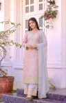 FABULOUS FAUX GEORGETTE EMBROIDERY SEQUENCE WORK TOP BOTTOM WITH DUPATTA BABY PINK