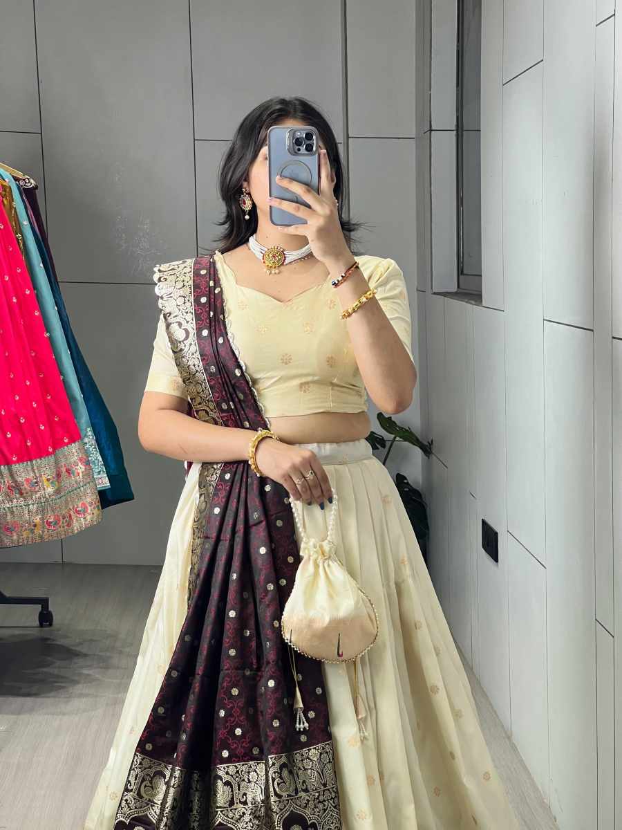 FABULOUS PAITHANI SILK ZARI WEAVING WORK LEHENGA CHOLI WITH DUPATTA WEDDING WEAR WHOLESALE PRICE ETHNIC GARMENT (10)