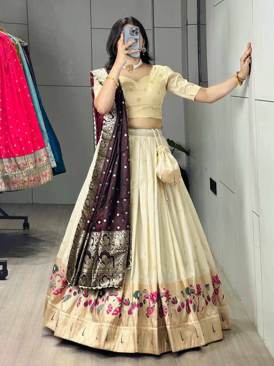 FABULOUS PAITHANI SILK ZARI WEAVING WORK LEHENGA CHOLI WITH DUPATTA WEDDING WEAR WHOLESALE PRICE ETHNIC GARMENT (12)