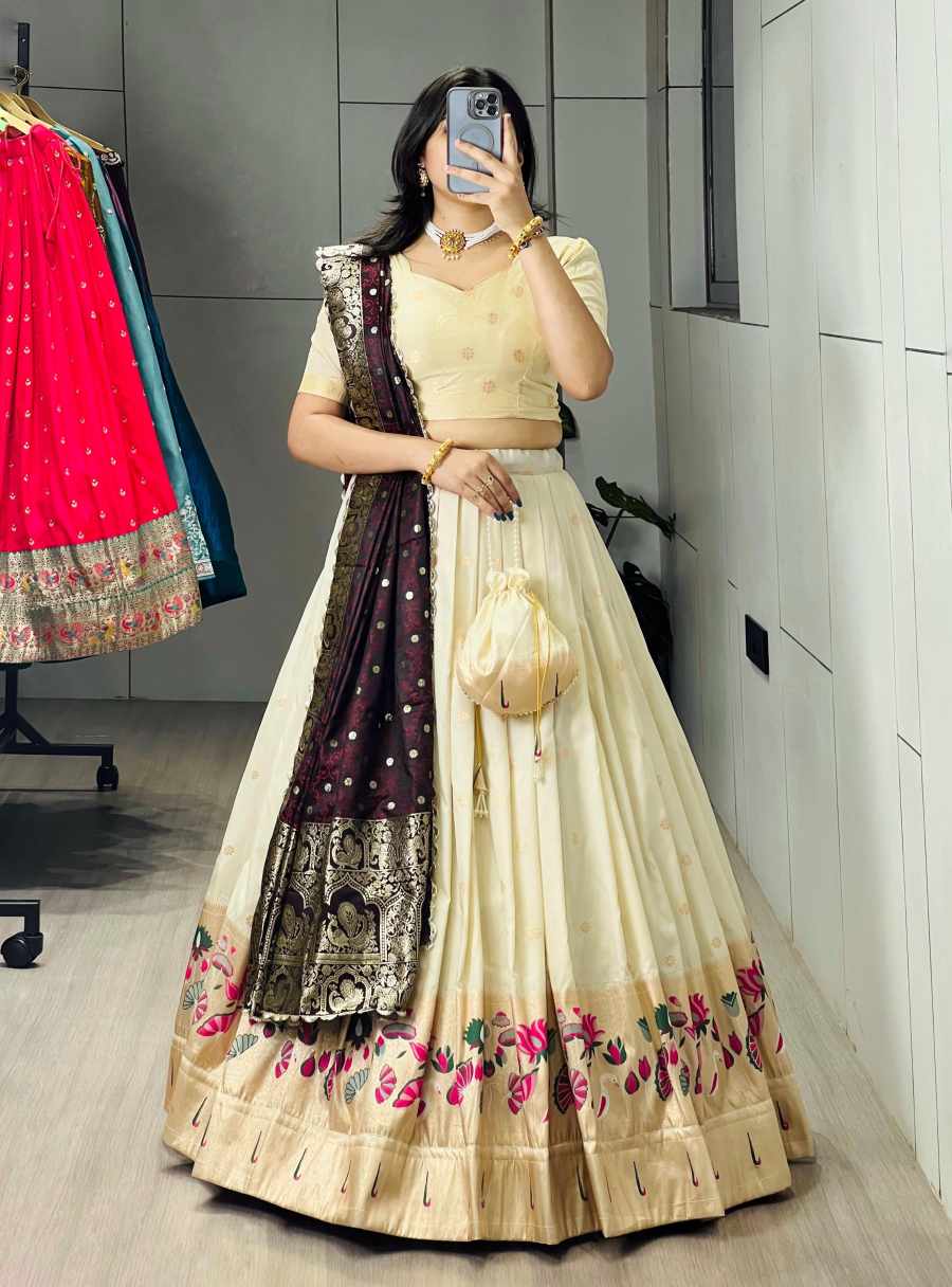 FABULOUS PAITHANI SILK ZARI WEAVING WORK LEHENGA CHOLI WITH DUPATTA WEDDING WEAR WHOLESALE PRICE ETHNIC GARMENT (13)