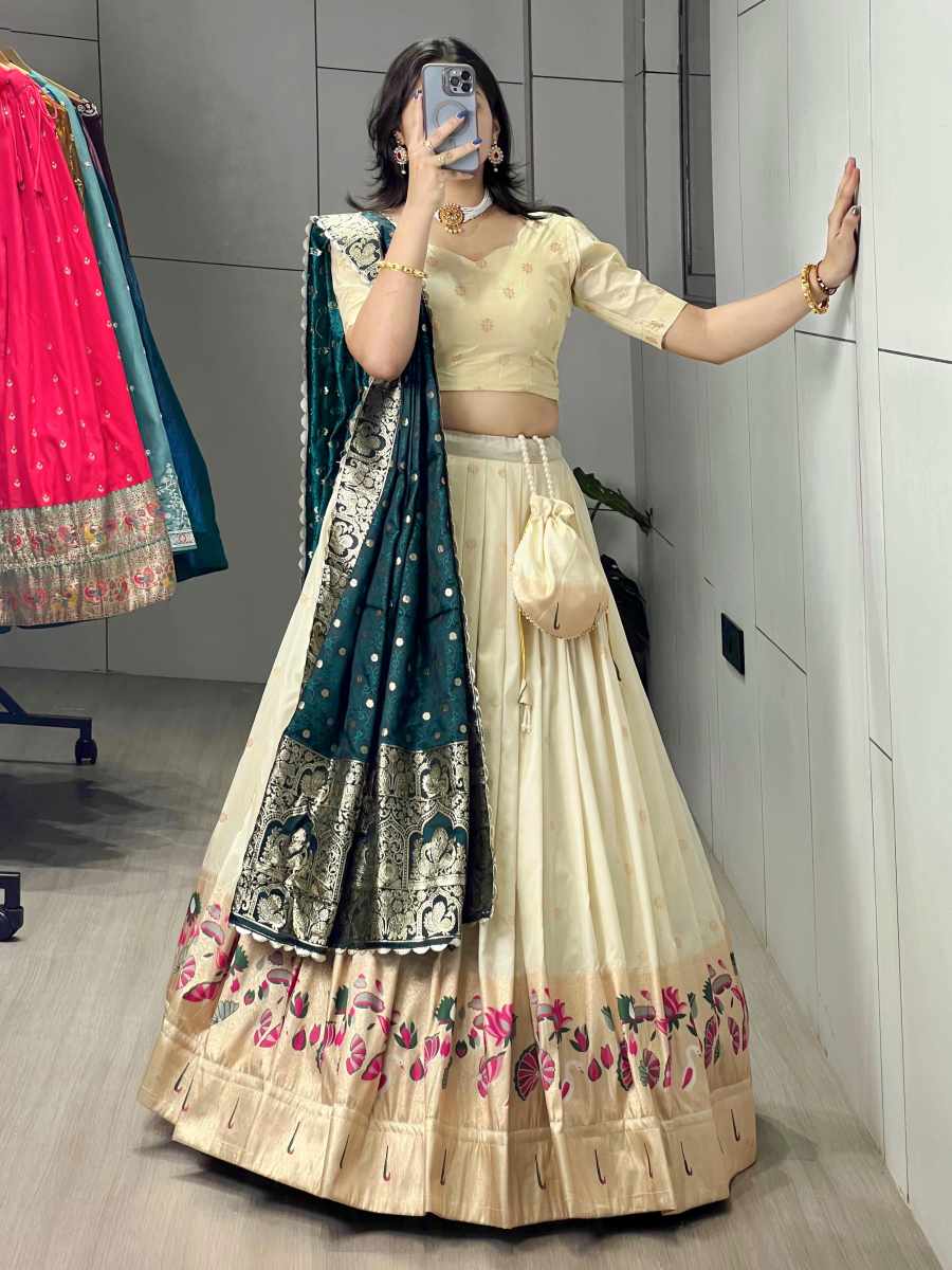 FABULOUS PAITHANI SILK ZARI WEAVING WORK LEHENGA CHOLI WITH DUPATTA WEDDING WEAR WHOLESALE PRICE ETHNIC GARMENT (14)