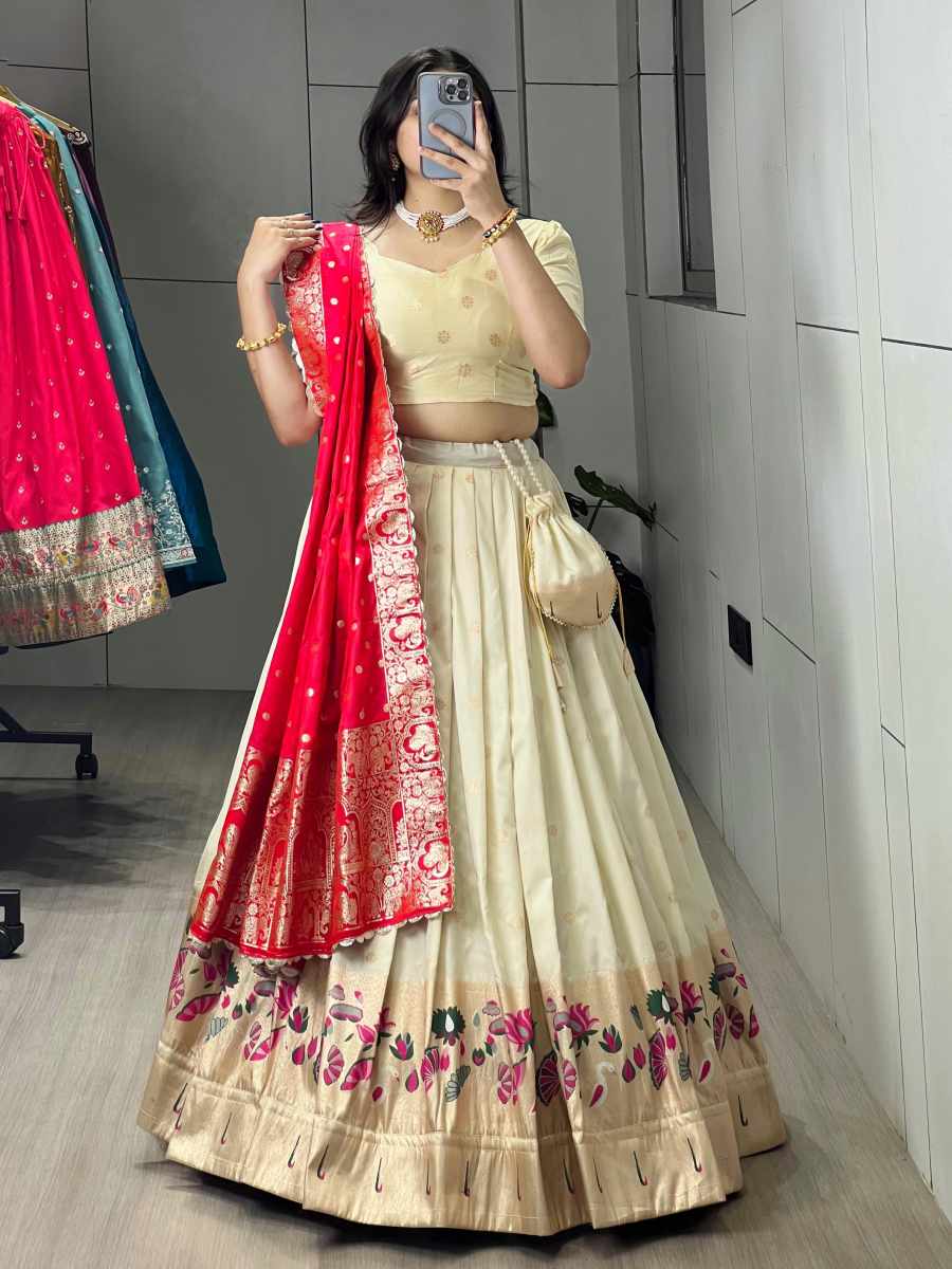 FABULOUS PAITHANI SILK ZARI WEAVING WORK LEHENGA CHOLI WITH DUPATTA WEDDING WEAR WHOLESALE PRICE ETHNIC GARMENT (2)