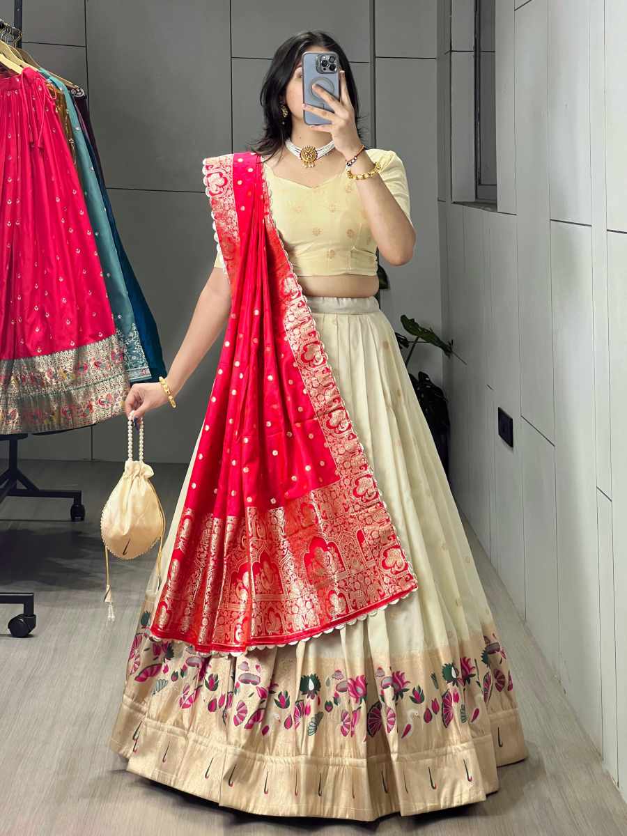 FABULOUS PAITHANI SILK ZARI WEAVING WORK LEHENGA CHOLI WITH DUPATTA WEDDING WEAR WHOLESALE PRICE ETHNIC GARMENT (4)