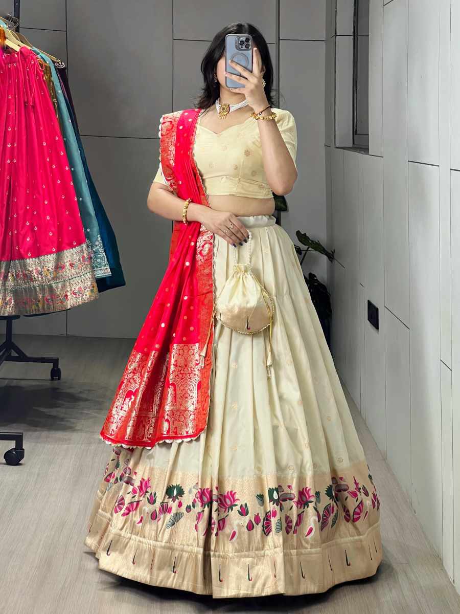 FABULOUS PAITHANI SILK ZARI WEAVING WORK LEHENGA CHOLI WITH DUPATTA WEDDING WEAR WHOLESALE PRICE ETHNIC GARMENT (5)