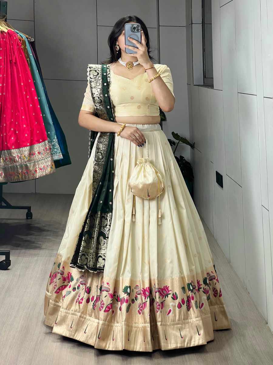 FABULOUS PAITHANI SILK ZARI WEAVING WORK LEHENGA CHOLI WITH DUPATTA WEDDING WEAR WHOLESALE PRICE ETHNIC GARMENT (7)