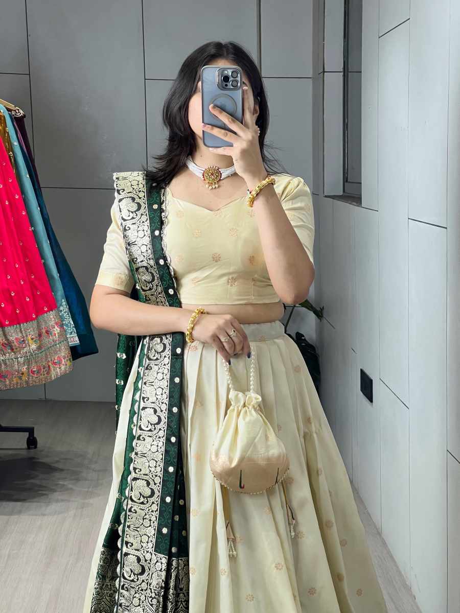 FABULOUS PAITHANI SILK ZARI WEAVING WORK LEHENGA CHOLI WITH DUPATTA WEDDING WEAR WHOLESALE PRICE ETHNIC GARMENT (9)