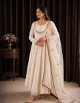 FABULOUS ROMAN COTTON EMBROIDERY THREAD AND SEQUENCE WORK GOWN BOTTOM WITH DUPATTA FESTIVAL WEAR WHOLESALE PRICE ETHNIC GARMENT (6)