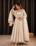 FABULOUS ROMAN COTTON EMBROIDERY THREAD AND SEQUENCE WORK GOWN BOTTOM WITH DUPATTA FESTIVAL WEAR WHOLESALE PRICE ETHNIC GARMENT (6)