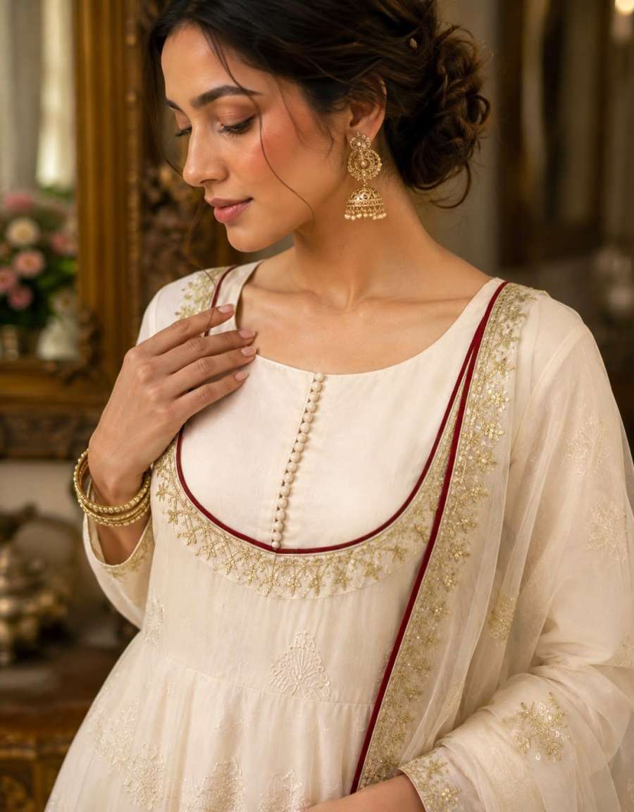 FABULOUS ROMAN COTTON EMBROIDERY THREAD AND SEQUENCE WORK GOWN BOTTOM WITH DUPATTA FESTIVAL WEAR WHOLESALE PRICE ETHNIC GARMENT (7)
