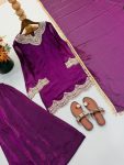FANCY FENDY SILK EMBROIDERY CODING AND REAL MIRROR WORK TOP PALAZZO WITH DUPATTA WEDDING WEAR WHOLESALE PRICE ETHNIC GARMENT (5)