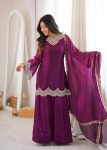 FANCY FENDY SILK EMBROIDERY CODING AND REAL MIRROR WORK TOP PALAZZO WITH DUPATTA WEDDING WEAR WHOLESALE PRICE ETHNIC GARMENT (5)