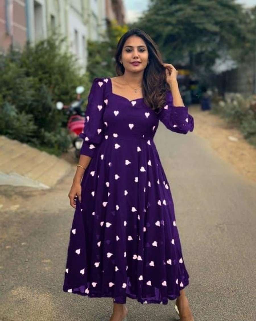 FANCY GEORGETTE EMBROIDERY WORK ONE PIECE PARTY WEAR WHOLESALE PRICE ETHNIC GARMENT (2)